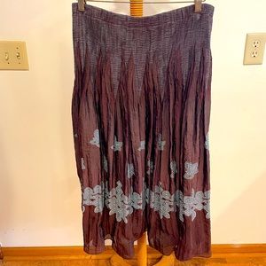 Coldwater Creek Brown + Iridescent Teal Skirt
